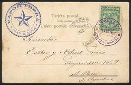 PARAGUAY: Postcard With View Of The Iguazú Waterfalls, Franked With 10c. Green Of 1904, With Violet Postmark "PUERTO BER - Paraguay