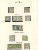 PERU: Sc.14, 1868/72 1D. Green, Album Page (ex-Bustamante) With Specialized Development That Includes The Different Shad - Pérou