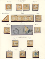 PERU: Sc.15, 1872 1P. Orange, Album Page Of An Old Collection (ex-Bustamante) With Development Of Cancels, Some Very Rar - Peru