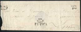 PERU: Circa 1855, Folded Cover Of A Judiciary Document (Oficio) Sent From Ica To Lima, With Postal Markings Of "YCA", "V - Peru