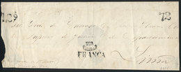 PERU: Circa 1855, Folded Cover Of A Judiciary Document (Oficio) Sent From Ica To Lima, With Postal Markings Of "YCA", "V - Perù