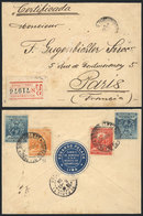 PERU: Registered Cover (opened On 3 Sides For Display) Sent From Lima To Paris On 13/NO/1904, Franked With 32c. On Rever - Pérou