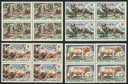 ST. PIERRE ET MIQUELON: Yvert 372/375, 1964 Animals, Compl. Set Of 4 Values In Blocks Of 4, MNH, Excellent Quality, Cata - Andere & Zonder Classificatie