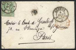 SWITZERLAND: Cover Franked By Sc.47, Sent From Geneve To Paris On 1/MAY/1865, VF Quality! - Sonstige & Ohne Zuordnung