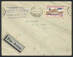 TUNISIA: 2/AP/1935: Cover Flown In The FIRST FLIGHT By Air France Between Tunisia And France, With Paris Arrival Backsta - Tunisia (1956-...)