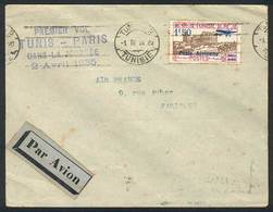 TUNISIA: 2/AP/1935: Cover Flown In The FIRST FLIGHT By Air France Between Tunisia And France, With Paris Arrival Backsta - Tunesien (1956-...)