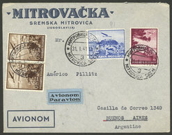 YUGOSLAVIA: Airmail Cover Sent From Sremska Mitrovica To Argentina On 31/JA/1941, Very Nice! - Other & Unclassified