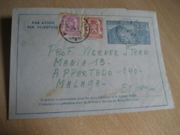 BRUXELLES 1949 To Malaga Spain 2 Stamp Cancel Aerogramme Air Letter BELGIUM - Aerogramas