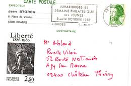 E44. CARTE POSTALE JUVARIORGES SEMAINE PHILATELIQUE DES JEUNES - RIORGES - 1988 - Cartes Postales Repiquages (avant 1995)