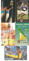 TELECARTES LOT DE 5 SPORTS GYMNASTIQUE BASKET TENNIS PHILIPS OPEN RUGBY GARBAJOSA - 1990