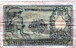 Billet De 50 Lire De La République Italienne Du 31 Décembre 1951 En T B - 50 Lire