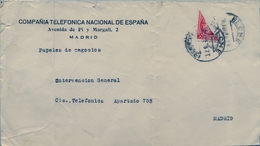 1938 , ALICANTE , ELCHE - MADRID , SOBRE CIRCULADO , FRANQUEO CON BISECTADO , COMPAÑIA TELEFÓNICA NACIONAL DE ESPAÑA - Brieven En Documenten