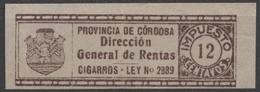 ARGENTINA - CIGARETTE Tobacco Label Vignette Revenue Tax Seal Duty CORDOBA - Coat Of Arms IMPUSTOS - Tobacco