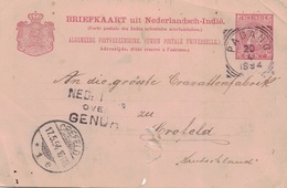 INDES NEERLANDAISES - SAMARANG - ENTIER POSTAL  POUR L'ALLEMAGNE - DU 20-4-1894 - AVEC GRIFFE SPECIALE. - Niederländisch-Indien