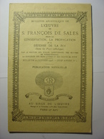 BULLETIN APOSTOLIQUE DE L'OEUVRE DE FRANCOIS DE SALES  JANVIER 1928 AU SIEGE DE L'OEUVRE PARIS CATHOLIQUE CATHOLICISME - Non Classés