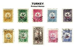 TURKEY, Discount Sale, Printed Matter, Yv 35/38, 40/44, 47, */o M/U, F/VF, Cat. € 40 - Newspaper Stamps