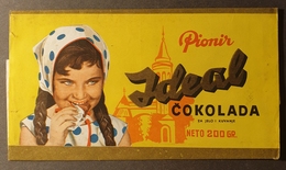 1966 Yugoslavia Serbia SUBOTICA Pionir - LABEL VIGNETTE Paper Package Ideal MILK CHOCOLATE - Girl - Chocolat