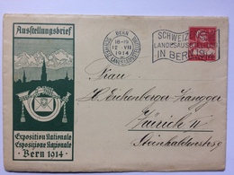 SWITZERLAND `austellungsbrief 1914 Exposition Nationale` Illustration - Cover Bern To Zurich With Slogan Postmark - Storia Postale