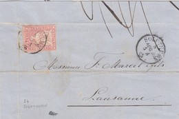 SUISSE. LETTRE SIGNÉE.  1859. 15 RAPPEN. N° 24. SOLOTHURN POUR LAUSANNE / 5698 - Cartas & Documentos