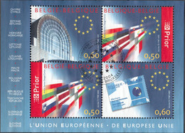 Belgique 2004 Michel Bloc Feuillet 94 O Cote (2008) 6.50 Euro L'Union Européenne Cachet Rond - 2002-… (€)