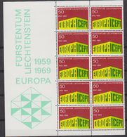 Europa Cept 1969 Liechtenstein 1v Bl Of 10 ** Mnh (LI239F) - 1969