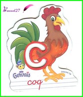 Magnet Pochoir GERVAIS L'Alphabet De La Ferme Animaux Fruits Produits " Le C De Coq " - Buchstaben Und Zahlen