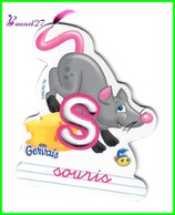 Magnet Pochoir GERVAIS L'Alphabet De La Ferme Animaux Fruits Produits " Le S De Souris " - Buchstaben Und Zahlen