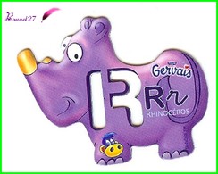 Magnet Pochoir GERVAIS L'Alphabet Avec Les Animaux " Le R De Rhinocéros  " - Letras & Cifras