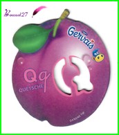 Magnet Pochoir GERVAIS L'Alphabet Avec Les Fruits Et Les Légumes " Le Q De Quetsche " - Buchstaben Und Zahlen