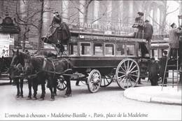 L'Omnibus à Chevaux- Madeleine-Bastille, Paris, Place De La Madeleine 1874 - Bus & Autocars