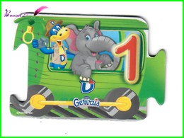 Magnet GERVAIS Le Train Des Chiffres " Le Wagon Avec Le Chiffre 1 " Un Éléphant - Lettere & Numeri