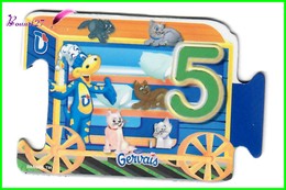 Magnet GERVAIS Le Train Des Chiffres " Le Wagon Avec Le Chiffre 5 " Cinq Chat Cat Katze - Letters & Digits