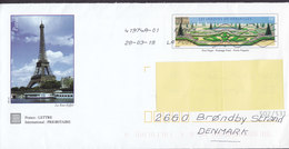 Postal Stationery Ganzsache Entier Les Jardins De Versailles 2018 Lettre BRØNDBY STRAND Denmark Tour Eiffel Cachet - Standard Covers & Stamped On Demand (before 1995)