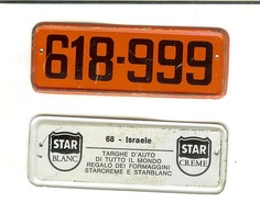 Targhe D'auto Di Tutto Il Mondo: Gadget Pubblicitario STAR In Latta Originale '60. 68 - Israele (regalo Dei Formaggini) - Plaques En Tôle (après 1960)