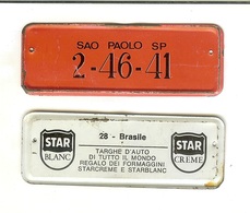 Targhe D'auto Di Tutto Il Mondo: Gadget Pubblicitario STAR In Latta Originale '60. 28 - Brasile (regalo Dei Formaggini) - Plaques En Tôle (après 1960)