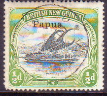 PAPUA (BRITISH NEW GUINEA) 1907 SG #38 ½d Used Wmk Vertical Small Opt CV £28 - Papua New Guinea