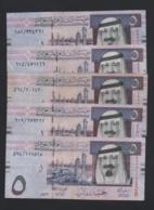 Lotto 5 Banconote Arabia Saudita - 5 Riyals 2012 (circolate) - Arabie Saoudite