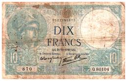 Billet > France > 10 Francs  QQ.21=11=1940.QQ. - 10 F 1916-1942 ''Minerve''