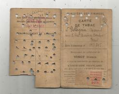Carte De Tabac,redevance De Solidarité Vingt ,20 Francs,débit De Tabac Solignac ,108 Rue Didot ,Paris XIV ,1946, 2 Scans - Non Classés