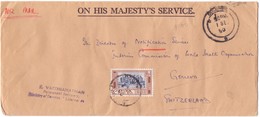 Covers On His Majesty S Service Switzerland Lettre Pour La Suisse - Ceylan (...-1947)