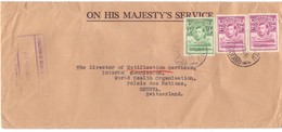 Covers On His Majesty S Service Switzerland Lettre Pour La Suisse Crocodile - 1933-1964 Colonie Britannique