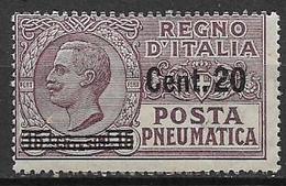 REGNO D'ITALIA POSTA PNEUMATICA 1924-25 EFFIGE DI V.EMANUELE III SOPRASTAMPATI SASS. 6 MLH VF - Pneumatic Mail