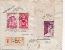 Lettre Recommandée Monaco Timbre Coin Daté Pour Auneuil 1939 - Brieven En Documenten