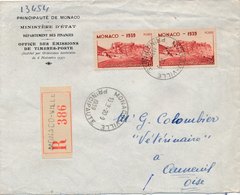 Lettre Recommandée Monaco Jeux Universitaires Pour Auneuil 1939 - Lettres & Documents