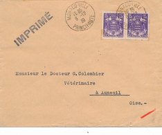 Lettre Imprimé Monaco 15c Paire Pour Auneuil 1939 - Briefe U. Dokumente