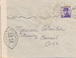 Lettre Censure Monaco 90c Pour Auneuil 1939 - Briefe U. Dokumente