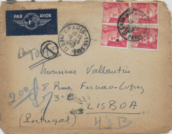 1948 - GANDON - ENVELOPPE Par AVION De PARIS Avec TAXE ! (VOIR TIMBRE-TAXE AU DOS) => LISBONNE (PORTUGAL) - 1945-54 Marianne (Gandon)