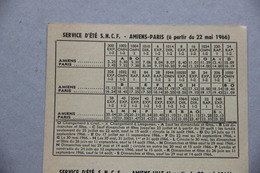 S.N.C.F Trains, Horaires Service D'été, Amiens-Paris-Lille-Boulogne, 1966 - Europa