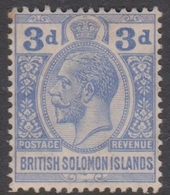 British Solomon Islands SG 44 1923  King George V, 3d Light Blue, Mint Hinged - Iles Salomon (...-1978)