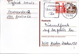 WB Amtliche Ganzsachen-Postkarte P108 ZF Wst."Burgen Und Schlösser"30(Pf) Gelboliv, MWSt 31.12.81 BADEN-BADEN - Postcards - Used